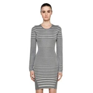 Alexander Wang stripped long sleeve fitted designer dress sz S